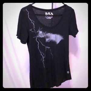 Volcom black lightning semi sheer tee shirt